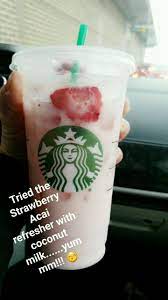 Starbucks strawberry acai refresher with coconut milk. Starbucks Strawberry Acai Refresher With Coconut Milk So Good Coffee Recipes Starbucks Starbucks Drinks Starbucks Drinks Recipes