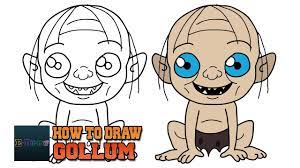 How To Draw Gollum Lord Of The Rings | Art Tutorial Easy Step By Step For  Kids - Youtube
