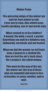 Winter Poem The Quivering Wings Of The Winter Ant Wait For Winter Poems Poems American Poetry