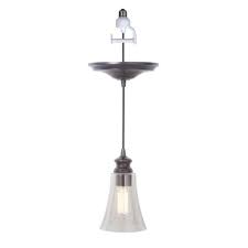 Worth Home Products Instant Pendant 1 Light Recessed Light Conversion Kit Brushed Bronze Clear Glass Shade Pbn 0924 0011 The Home Depot Recessed Light Conversion Kit Recessed Can Lights Pendant Light Conversion Kits