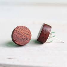 Wooden Earrings With Merbau Unisex Earrings Wooden Earrings Wood Earrings Stud Men Earrings Unisex Earrings