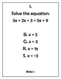 Solving Equations Inequalities And Ordering Numbers Word Scramble Solving Equations Words Equations