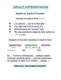 Calculus Quick Review Implicit Differentiation Handout Study Aid Calculus Differentiation Classroom Instruction