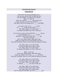 Cat Stevens Wild World Worksheet