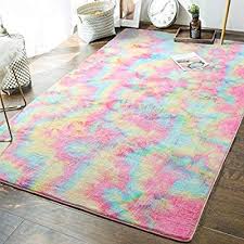 Amazon Com Soft Girls Room Rugs 5 X 8 Feet Fluffy Rainbow Area Rug For Kids Baby Room Bedroom Nursery H In 2020 Girls Room Rugs Rainbow Room Decor Kids Bedroom Rugs