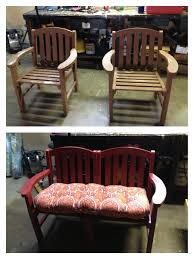 Repurposed Old Wooden Chairs Into A Bench Before And After Old Wooden Chairs Furniture Wooden Chair
