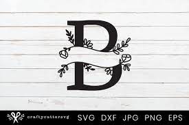 Download B Split Monogram Letter Handdrawn Botanical Flower Leaves 356465 Monograms Design Bundles