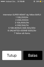 • 1 gb rp.7000 untuk 10 hari. Update Tervalid Cara Daftar Paket Yellow Im3 Indosat 2019