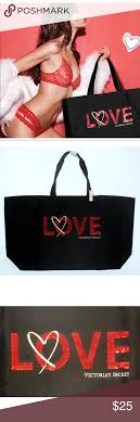 Victoria S Secret Sequin Love Tote Bag Black Nwt Victoria S Secret Sequin Love Tote Bag Black Canvas Weekender Large Tot Clothes Design Fashion Design Fashion