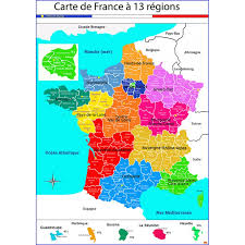 Carte interactive des centres géographiques des 13 nouvelles régions françaises. Poster Nouvelle Carte De France A 13 Regions