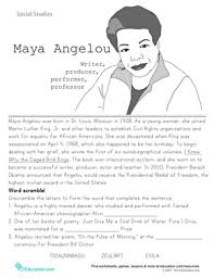 Historical Heroes Maya Angelou Worksheet Education Com In 2020 History Worksheets Black History Month Worksheets Black History Poems