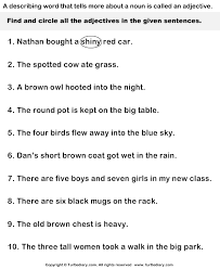Adjective Worksheets For Grade 6 Adjective Worksheet Adjectives Describing Words
