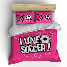 I Love Soccer Bedding Hot Pink Options Personalized With Etsy Soccer Bedding Bedding Sets Bed