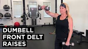 Keep the back straight and feet planted flat on the floor. Db Front Raise Exercise Julie Lohre