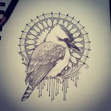 Doodle Dessin Dotwork Kookaburra Martinchasseur Bird Oiseau Australia Cute Cuteness Feath Mrspopsicl Australia Tattoo Small Animal Tattoos Tattoos
