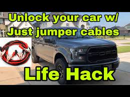 In order to unlock the doors to release the hood latch, one must raise the vehicle and connect a battery charger or jumper cable to the starter + terminal and to the vehicle chassis to activate the electrical system or charge the battery. How To Unlock Car With Dead Battery Keys Locked Inside With Dead Battery Break Into Lock Dead Car Youtube