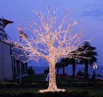 Outdoor Large Xmas Decorations - Warm White Blue LED Tree