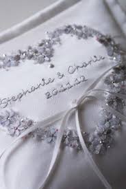 Hand Embroidered Personalised Wedding Ring Cushion From Sarah Fords Couture Collection Available From Ww Wedding Ring Cushion Cushion Ring Ring Bearer Pillows