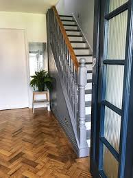 Parquet Flooring And Edwardian Spindles In Urban Obsession Edwardian Staircase Entrance Hall Decor Hallway Designs