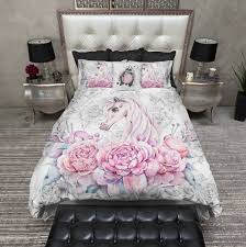 Sweetheart Unicorn Rose Bedding Collection Bed Linens Luxury Duvet Bedding Sets Rose Bedding