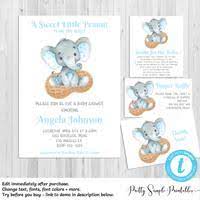 Diaper raffle is another very common game at baby showers, here is a free printable from the freebie finding mom. Elephant Baby Shower Invitation Bundle Boy Little Peanut Elpb Pretty Simple Printables