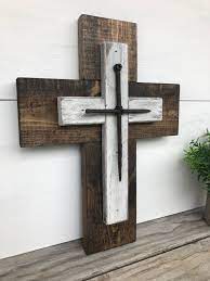 Check out these 25 wood walls sure to inspire! Rustic Farmhouse Wood Cross Rustic Wood Cross Wood Crosses Diy Wooden Crosses Diy