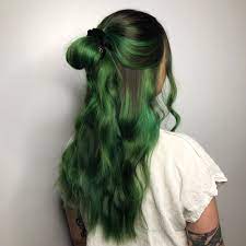 Emerald Green Hair Color By Bri Danell Bridanellbeauty Hairstylesforcurlyhair Greenhair Balayag Green Hair Dye Hair Color Underneath Emerald Green Hair