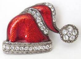 Signed Roman Inc Pin Christmas Santa S Hat Enameled Rhinestone Pin Beautiful Romaninc Christmas Jewelry Rhinestone Pin My Jewellery