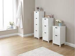 You can put usual toiletries and basic skin care products in the glass door, making it clear at a glance. White Modern Colonial 2 Drawer Bathroom Slim Chest Storage Unit