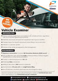 Puspakom invite suitable candidates to apply for the following positions : Permohonan Online Jawatan Kosong Di Puspakom Pemeriksa Kenderaan