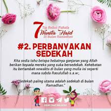 Sebenarnya meskipun dalam keadaan haid dan nifas, wanita tetap boleh melakukan beberapa amalan bagi mendekatkan diri padanya sekaligus memperolehi pada masa ini, juga dilarang bersetubuh bagi wanita yang telah berkahwin.oleh demikian pasti timbul rasa ingin tahu tentang apa perkara yang. 7 Amalan Wanita Ketika Haid Pada Video Kuliah Agama Facebook