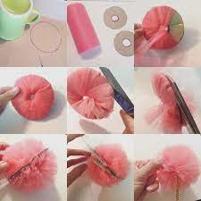 Crafts, diy, handmade, free tutorial, embroidery, cardboard, stitching, life hacks, hand embroidery, making bows, woolen crafts, pom poms making. Trash To Couture Diy Pom Pom Key Chain Tulle Crafts Diy Pom Pom Diy Pom Poms