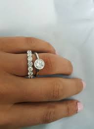 Matching Diamond Ring Set Round Solitaire Diamond Engagement Ring With A Stunning Diamo Eternity Ring Diamond Popular Engagement Rings Wedding Rings Solitaire