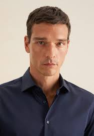 Men Regular Business shirt Uni dark blue