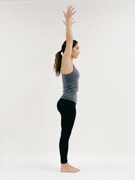 Tadasana Swoop Your Arms Up To The Sky Standing Tall Keep Equal Weight Through Both Of Your Feet With Morning Yoga Poses Mountain Pose Yoga Morning Yoga