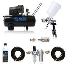 Paint sprayers require a compressor with a large tank, preferably from 50 gallons and above, in order to be able to keep up with the spray gun. How To Set Up An Air Compressor For Spray Guns Painting Sgs Help Advice