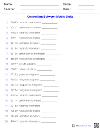 Metric Conversion Quiz Worksheets Measurement Worksheets