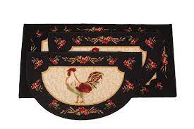 Kitchen floor rug and runner set 2. Kashi Home Rooster 3pc Kitchen Rug Set 2 Slice 18 X30 Rugs 1 20 X40 Mat Non Slid Latex Back Walmart Com Walmart Com
