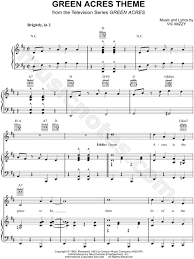 Green Acres Theme From Green Acres Sheet Music In D Major Transposable Download Print Sheet Music Piano Music Music