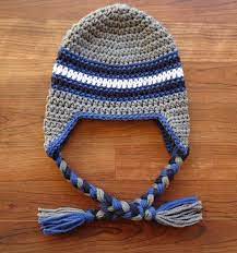 Crocheted Baby Boy Ear Flap Hat With Braided By Karaandmollyskids Crochet Baby Crochet Baby Boy Crochet Ear Warmer