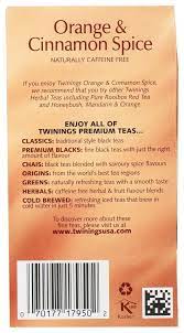 Twining Tea Orange Cinnamon Spice Herbal Tea 20 Bg In 2021 Twinings Tea Herbalism Cinnamon Spice