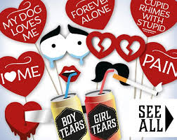 Anti Valentine Photo Booth Props Printable Pdf By Hatacrobat Valentines Photo Booth Valentines Party Anti Valentines Day