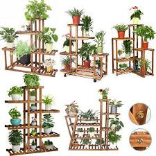 Multi Tier Variours Kinds Of Wood Rolling Plant Stand Flower Pot Holder Rack Indoor Outdoor Garden Decora Wooden Flowers Plant Stand Wooden Plant Stands Indoor