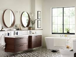 Bathroom Marvelous Double Bowl Bathroom Sink Vanities With Round Mirrors And White Freestandi Bathroom Furniture Inspiration Ikea Bathroom Ikea Bathroom Vanity