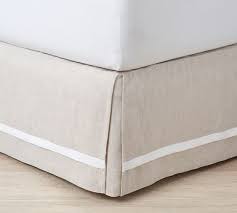 Brandenburg wrap around style tailored 16 bed skirt. Belgian Flax Linen Contrast Flange Bed Skirt Pottery Barn