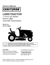 Craftsman 8 hp 30 electric start riding lawn mower: Craftsman 917271662 User Manual Lawn Tractor Manuals And Guides L0205230