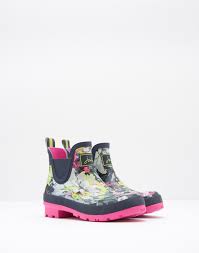 Wellibob French Navy Floral Ankle Rain Boots Joules Us Ankle Wellies Womens Wellies Wellies