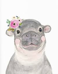 Safari animals with flower crown print set of 6 shipped, safari nursery animal decor, baby animals for nursery wall art by amy peterson. Baby Hippo Flower Crown Animals Nursey Print Floral Nursery Hippo Nursery Cute Hippo Animal Wall Art C In 2020 Baby Animal Drawings Cute Hippo Animal Drawings