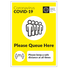 The number of deaths increased by 297. Covid 19 Please Queue Here Sign