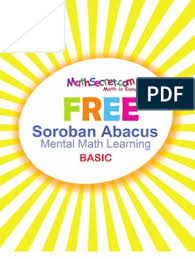 Free Soroban Abacus Mental Math Learning Basic Learning Mathematics Teaching Mathematics Math Textbook